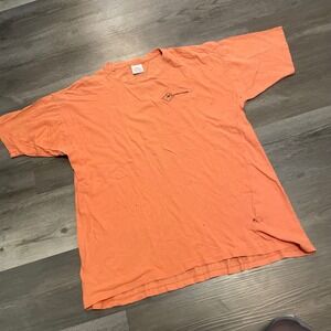Vintage 80s Healthknit Nantahala River Map T-Shirt Orange XL W. Nealy Distressed